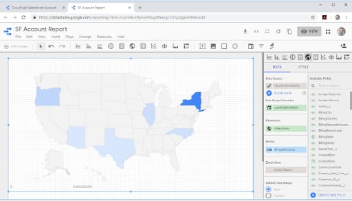 google data studio mongoDB: Map based on the data.